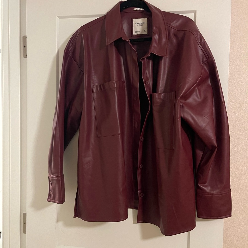 Abercrombie & Fitch Maroon Faux Leather jacket